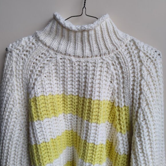 WRANGLER Chunky Crropped Balloon Sleeve Mockneck Pullover Knit Sweater Alpaca XL - Picture 4 of 16